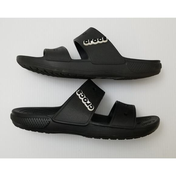 CROCS Classic Slide Sandal Size Men 7 Women 9 Black Double Strap Slip On 206761